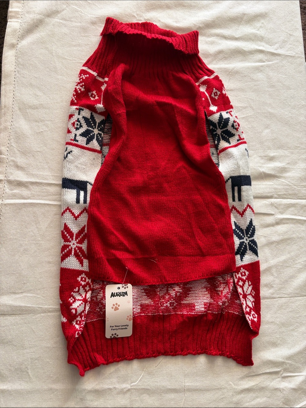 Festive Red Reindeer Knit Dog Sweater - Unbranded - Picture 2 of 6